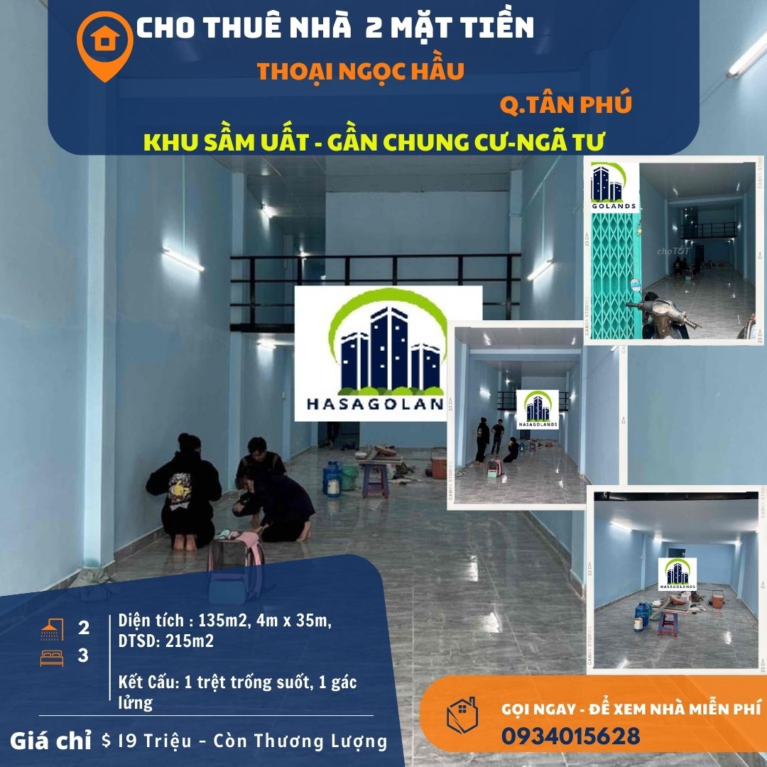 Cho thuê nhà mặt tiền Thoại Ngọc Hầu 135m2, 19 triệu - gần chung cư-01