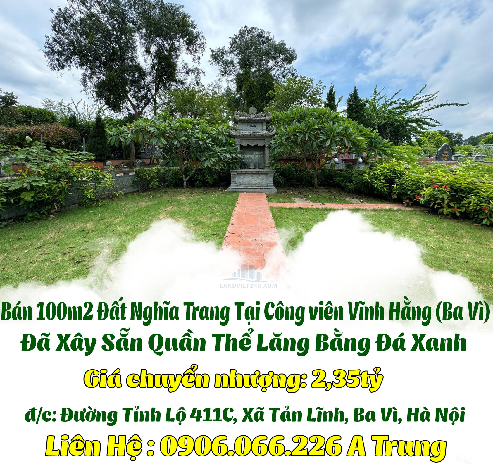 Bán 100m2 đất Nghĩa Trang tại công viên Vĩnh Hằng (Ba Vì), đã xây sẵn quần thể Lăng Bằng, Đá Xanh-01